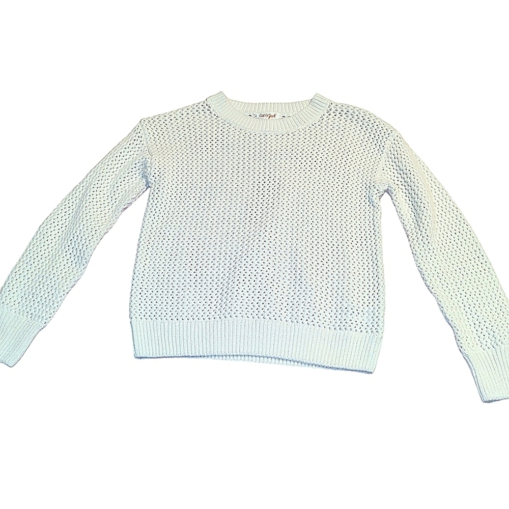 2/$20 Cat & Jack white waffle sweater size large 10/12 - Picture 1 of 2